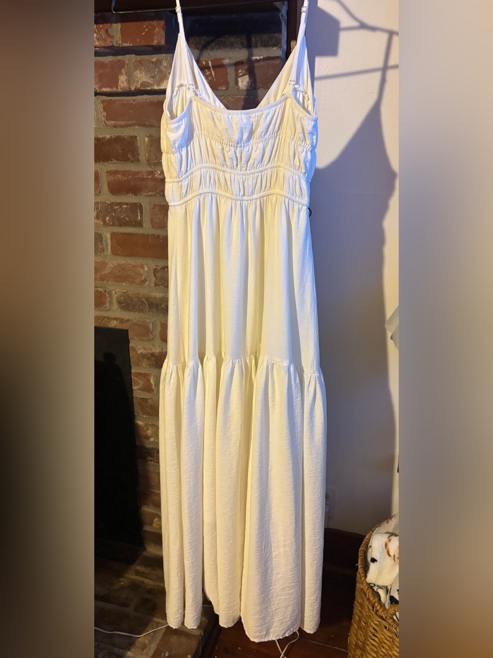 White Smocked Bodice Spaghetti-Strap Maxi Dress NWOT - Picture 3 of 13